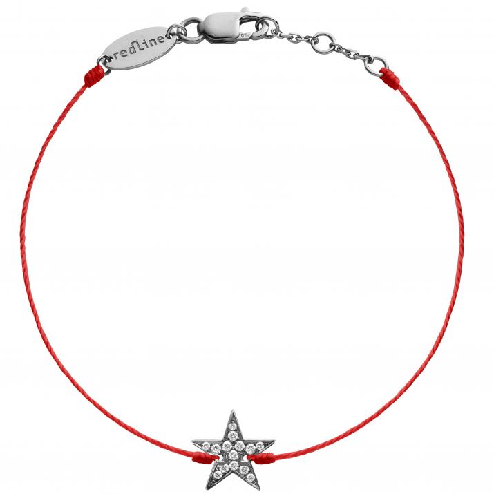String bracelet with diamond-paved star in black gold - Redline - 0++