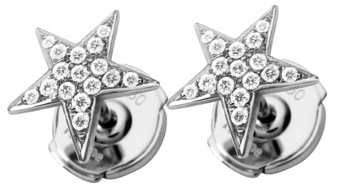 Earrings with 0.116ct Star Diamond in Black Gold Bezel Setting - Redline