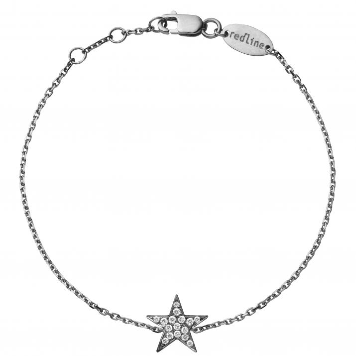 Black gold chain bracelet with diamond-paved star - Redline