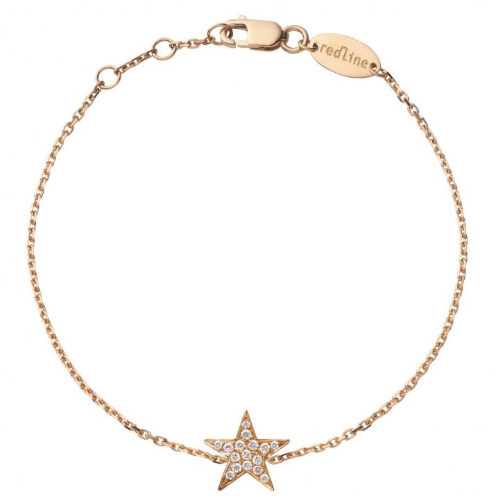Rose gold chain bracelet with diamond-paved star - Redline