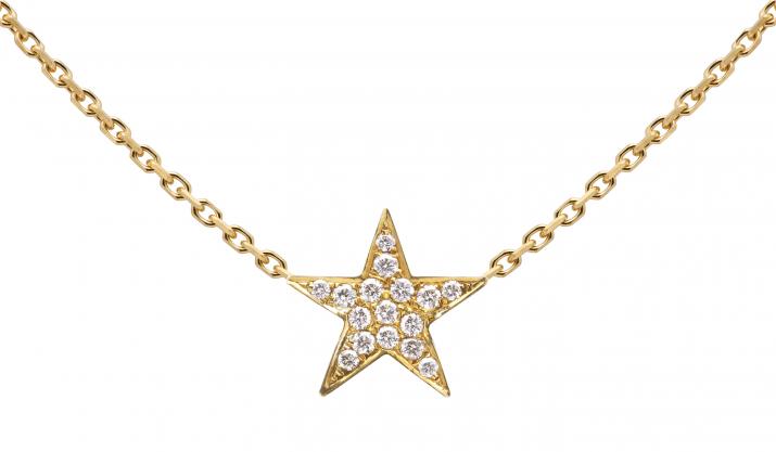 Yellow gold chain necklace with diamond-paved star - Redline