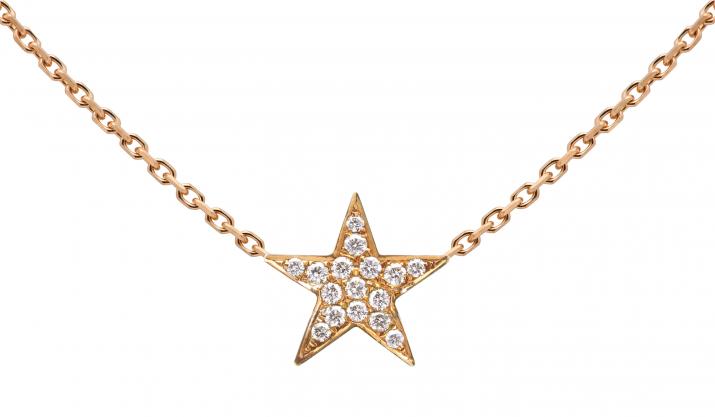 Rose gold chain necklace with diamond-paved star - Redline
