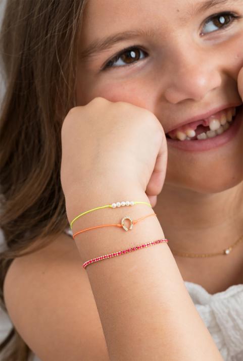 Pulsera en hilo con herradura en diamantes en oro amarillo - Redline - 0++