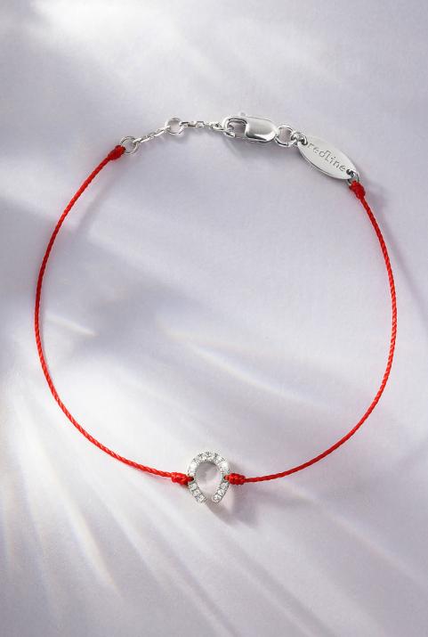 Pulsera en hilo con herradura en diamantes en oro blanco - Redline - 0++