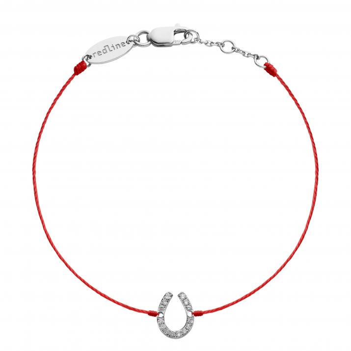 Pulsera en hilo con herradura en diamantes en oro blanco - Redline - 0++