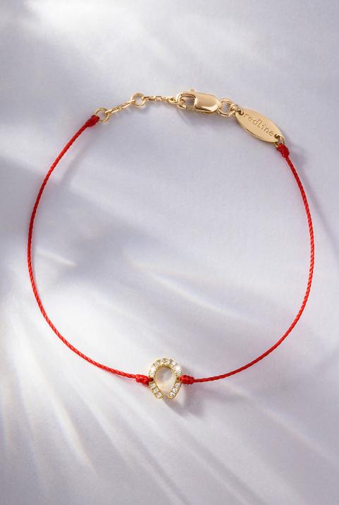 Pulsera en hilo con herradura en diamantes en oro amarillo - Redline - 0++