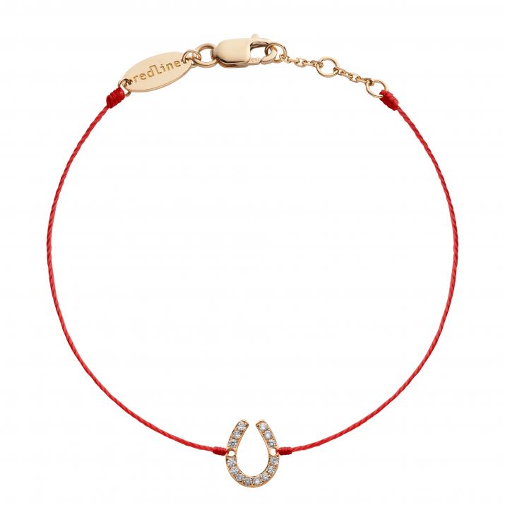 Pulsera en hilo con herradura en diamantes en oro rosa - Redline - 0++