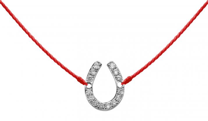 Collar en hilo con herradura en diamantes en oro blanco - Redline - 0++