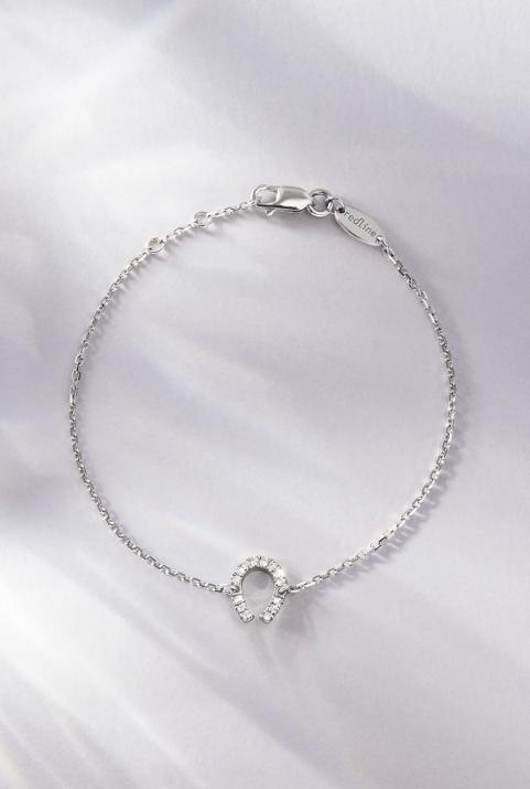 Pulsera en cadena con herradura en diamantes en oro blanco - Redline - 0++