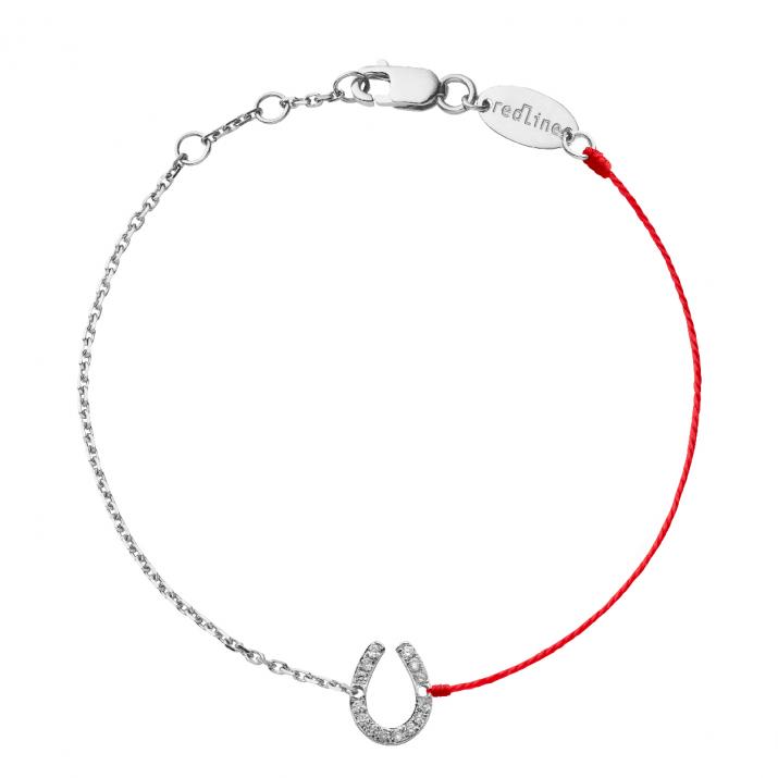 Pulsera Media Cadena Medio Hilo Fer A Cheval Pavé Oro Blanco - Redline