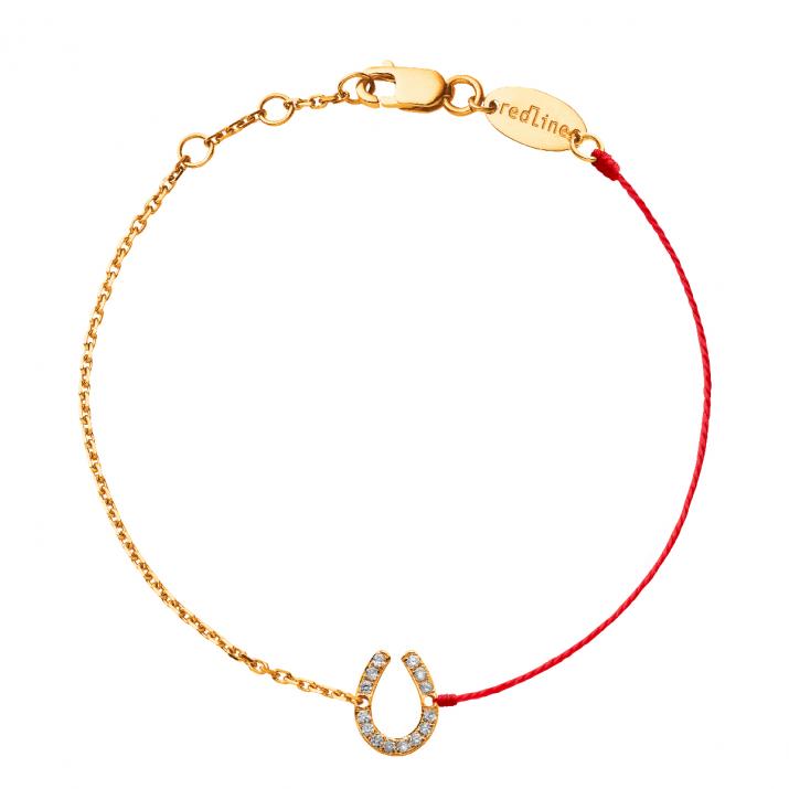 Pulsera Media Cadena Medio Hilo Fer A Cheval Pavé Oro rosa - Redline