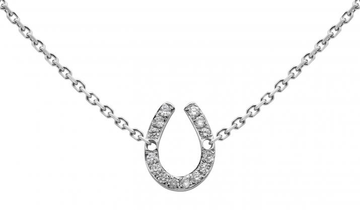 Collar en cadena con herradura en diamantes en oro blanco - Redline