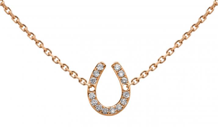Collar en cadena con herradura en diamantes en oro rosa - Redline