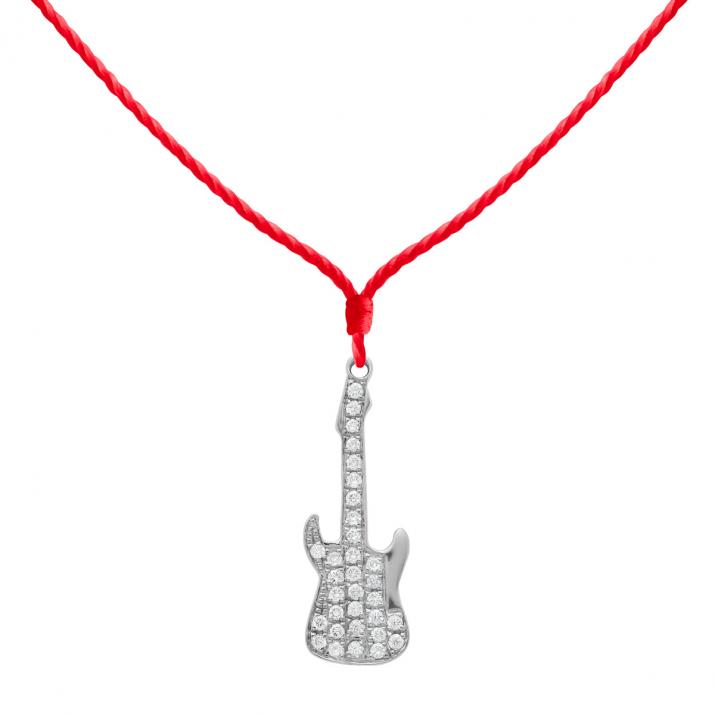 String necklace with diamond-paved guitar in white gold - Redline - 0++