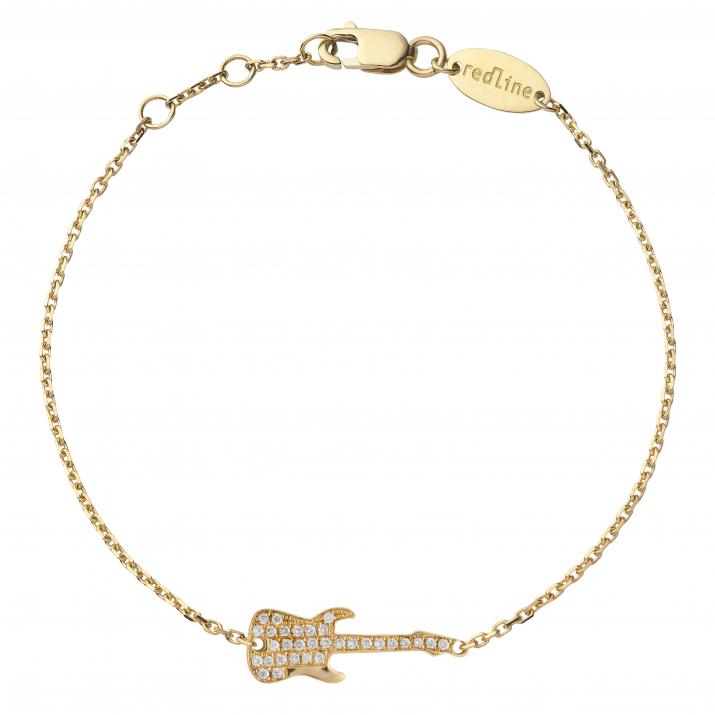Yellow gold chain bracelet with diamond-paved guitar - Redline