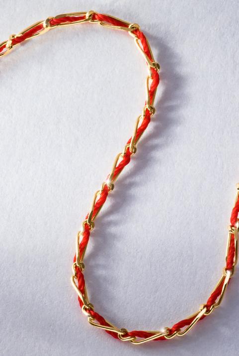 Pulsera Entrelacet de oro amarillo con hilo - Redline - 0++