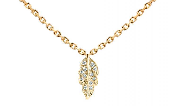 Chain Necklace For Women with 0.035ct Round Diamond in Yellow Gold Pavé Setting - Redline - 0++