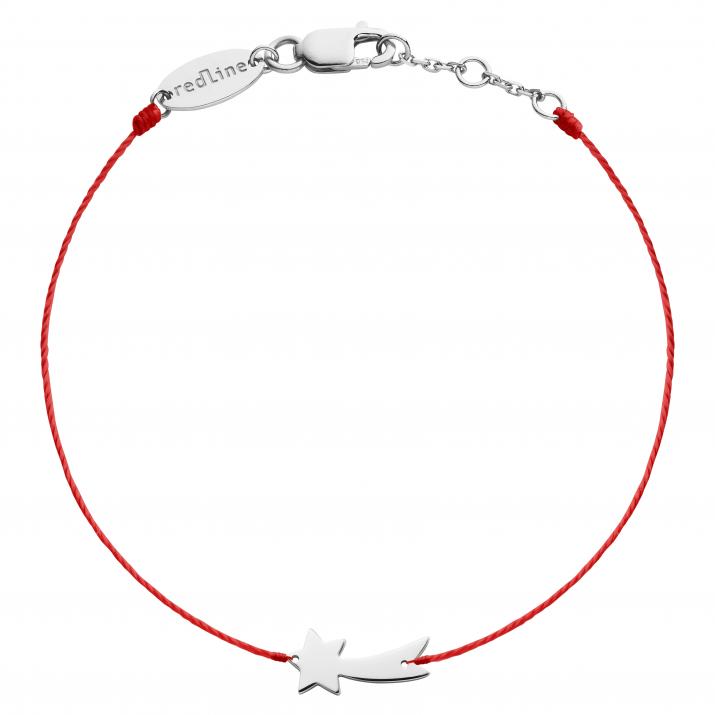 String bracelet with shooting star in white gold - Redline