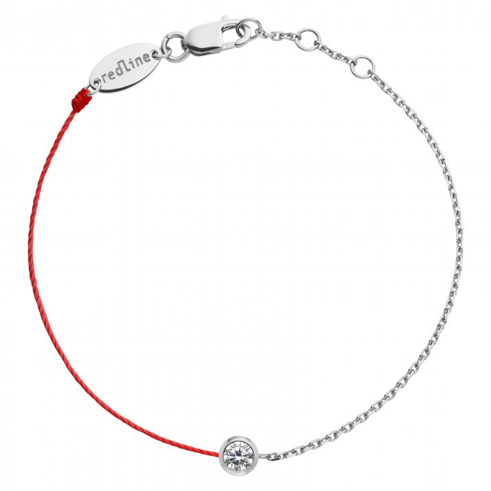 String and chain anklet with 0.1ct in white gold bezel setting - Redline