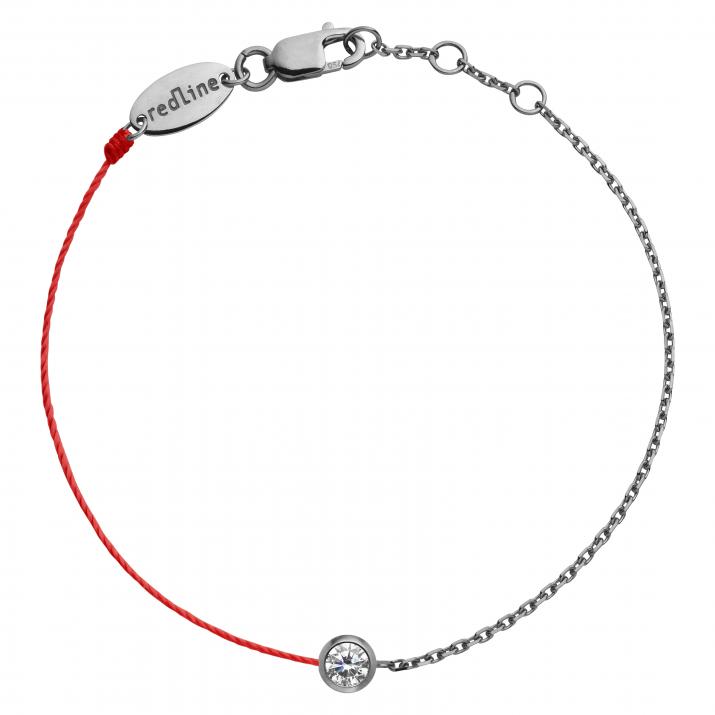 Pulsera niño en hilo y cadena con diamante de 0.5ct en oro negro - Redline - 0++