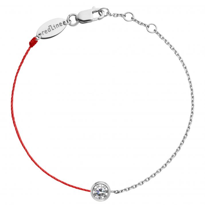 Pulsera en hilo y cadena con diamante de 0.20ct en oro blanco - Redline - 0++