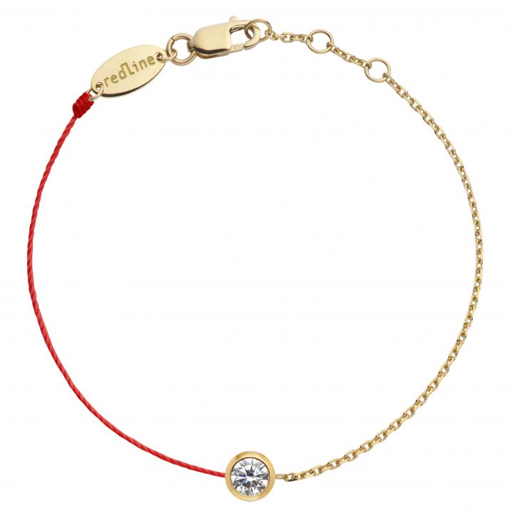 Pulsera en hilo y cadena con diamante de 0.20ct en oro amarillo - Redline - 0++