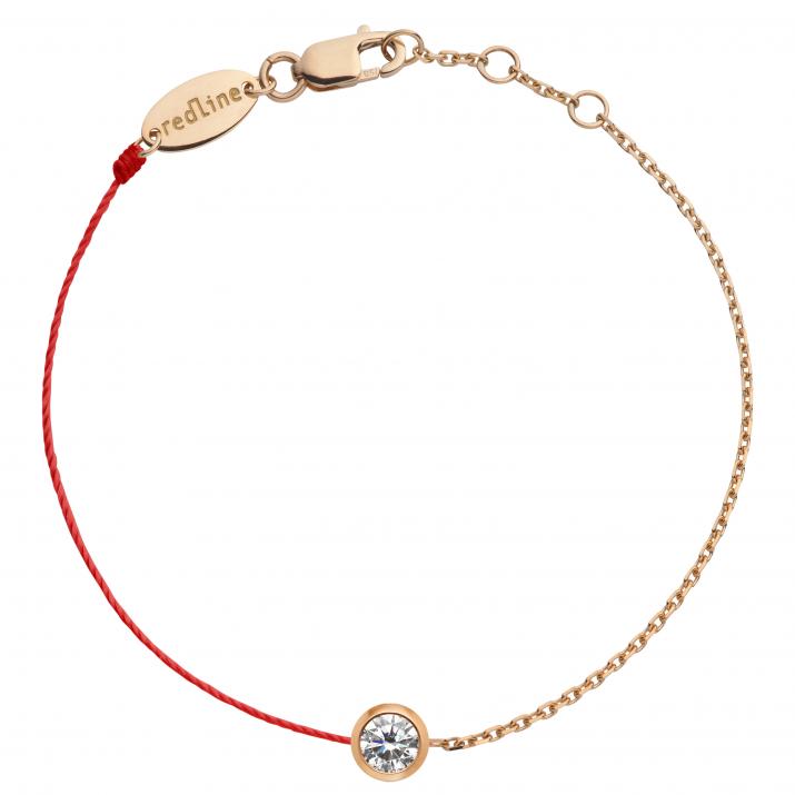 Pulsera en hilo y cadena con diamante de 0.20ct en oro rosa - Redline - 0++