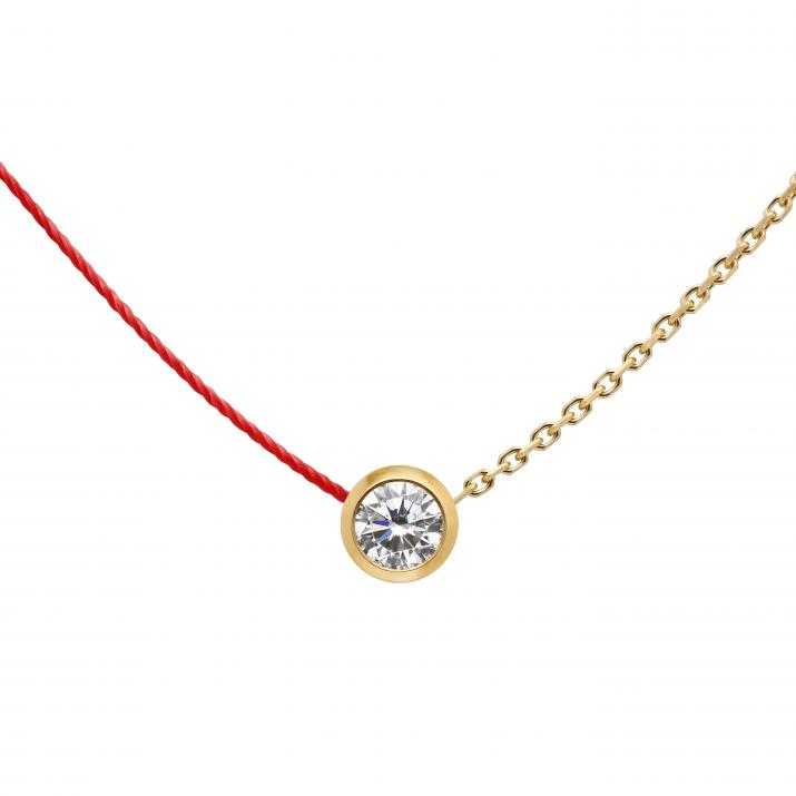 Collar en hilo y cadena con diamante 0.20ct en oro amarillo - Redline - 0++