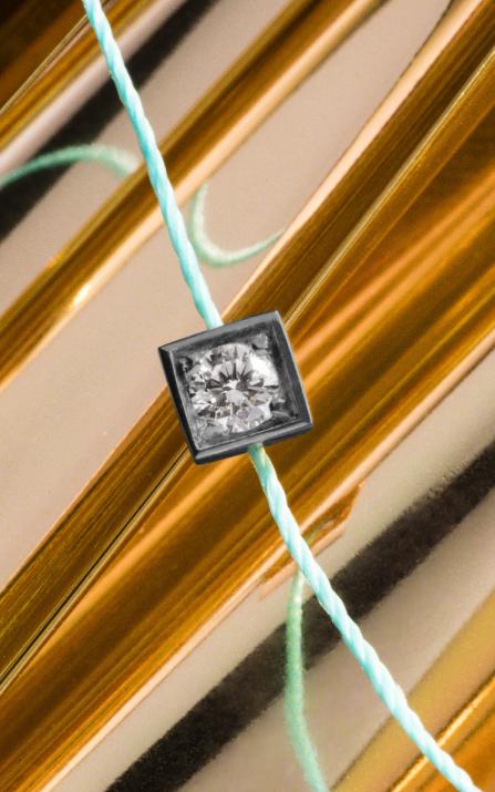 Pulsera de cuerda para hombres con diamante redondo de 0.10ct en engaste de oro negro - Redline - 0++