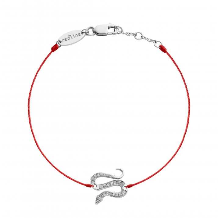 Pulsera en hilo con serpiente en diamantes en base de oro blanco - Redline - 0++