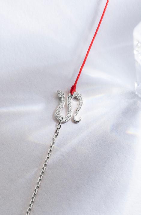 Pulsera en hilo y cadena con serpiente en diamantes en oro blanco - Redline - 0++