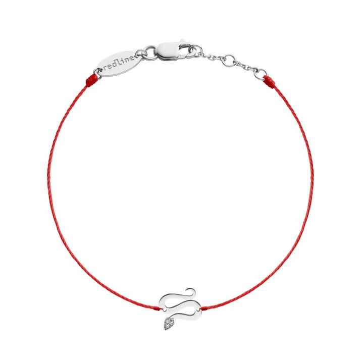 Pulsera en hilo con serpiente en diamantes en oro blanco - Redline - 0++
