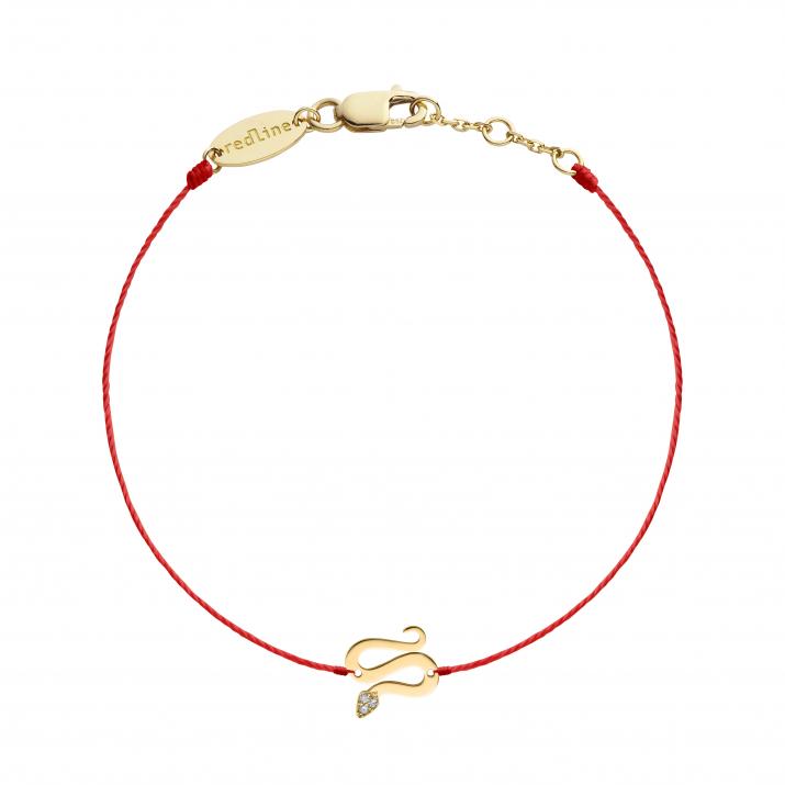 Pulsera en hilo con serpiente en diamantes en oro amarillo - Redline - 0++