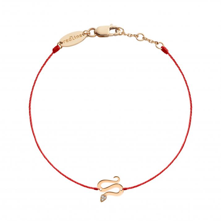 Pulsera en hilo con serpiente en diamantes en oro rosa - Redline - 0++