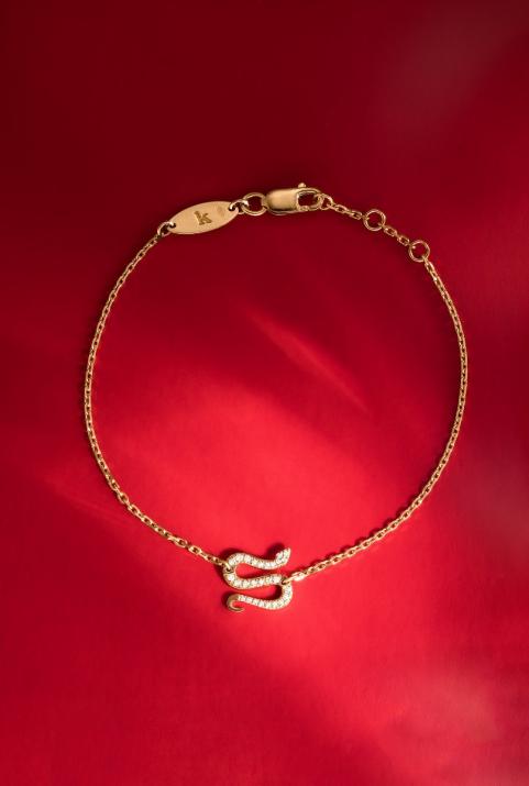 Pulsera en cadena con serpiente en diamantes en oro amarillo - Redline - 0++