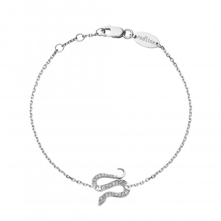 Pulsera en cadena con serpiente en diamantes en oro blanco - Redline - 0++