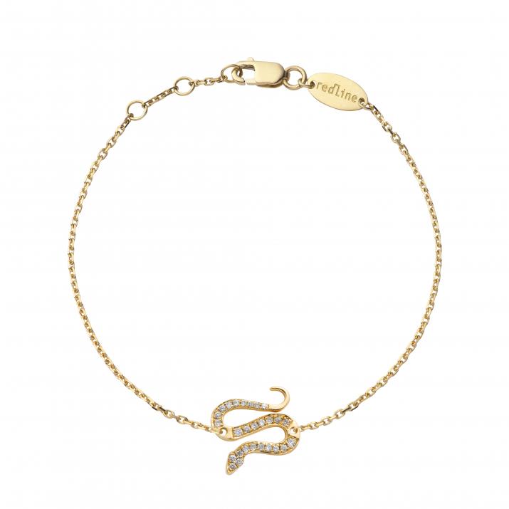 Pulsera en cadena con serpiente en diamantes en oro amarillo - Redline - 0++