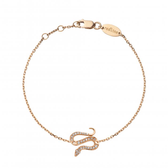 Pulsera en cadena con serpiente en diamantes en oro rosa - Redline - 0++