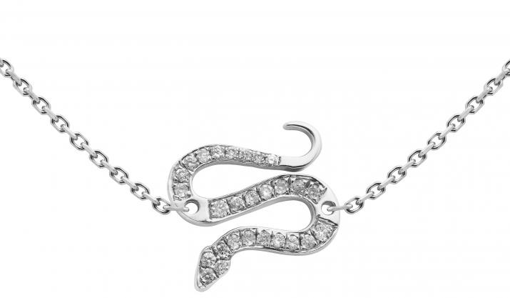 Pulsera en cadena con serpiente en diamantes en oro blanco - Redline - 0++