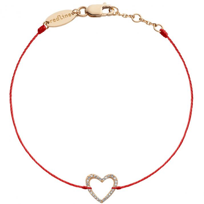 String bracelet with diamond-paved heart in rose gold - Redline - 0++