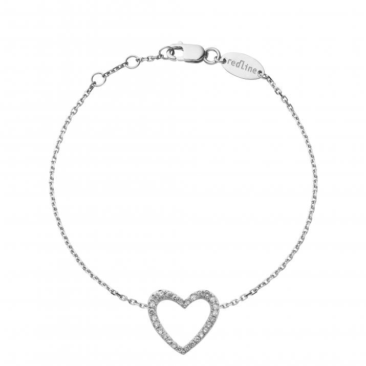White gold chain bracelet with diamond-paved heart - Redline