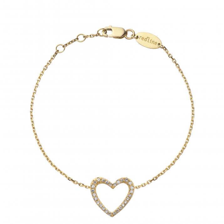 Yellow gold chain bracelet with diamond-paved heart - Redline