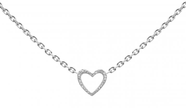 White gold chain necklace with diamond-paved heart - Redline