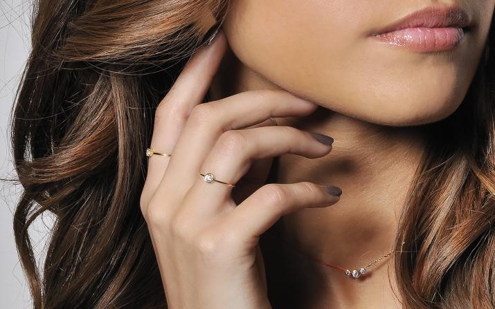 Anillo rígido con diamante de 0.5ct con base en oro rosa - Redline - 0++