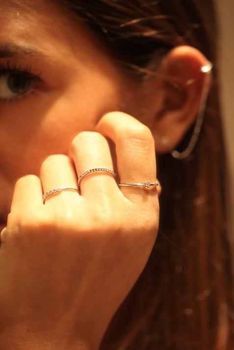 Anillo rígido con diamante de 0.5ct con base en oro blanco - Redline - 0++