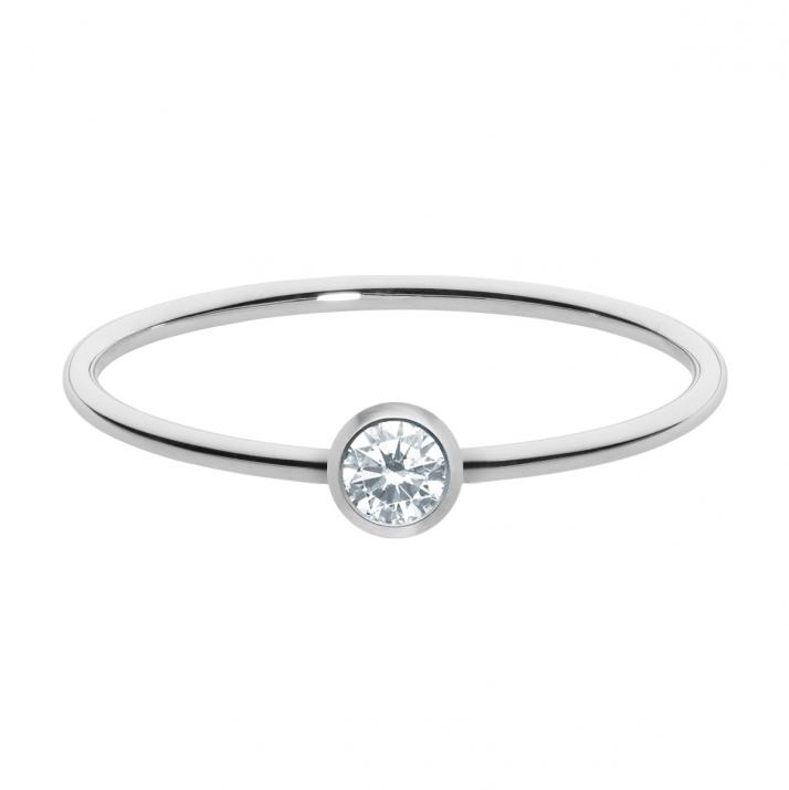 Anillo rígido con diamante de 0.10ct con base en oro blanco - Redline - 0++