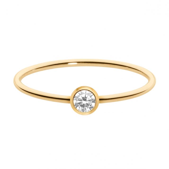 Anillo rígido con diamante de 0.10ct con base en oro amarillo - Redline - 0++