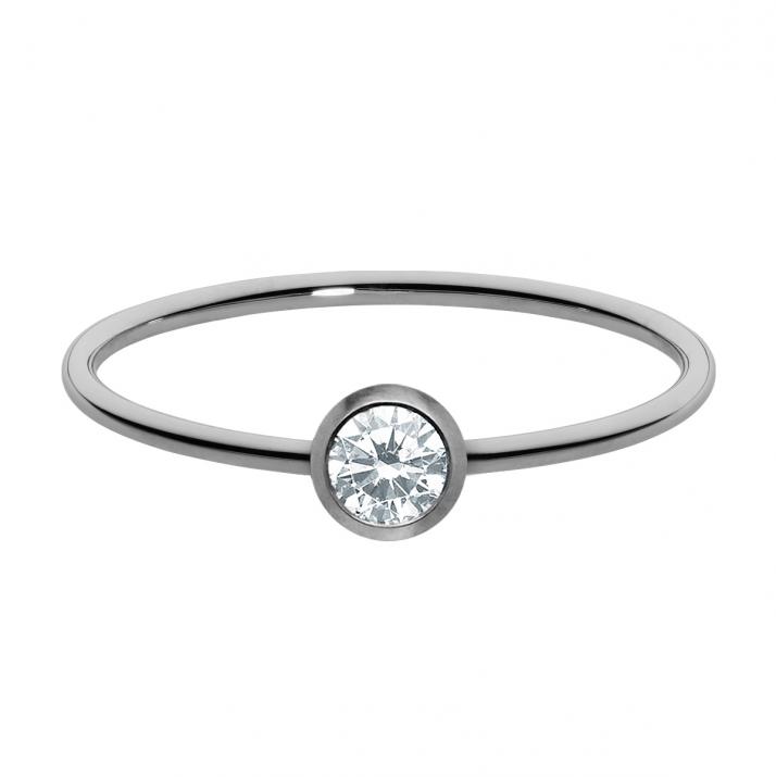 Anillo rígido con diamante de 0.20ct con base en oro negro - Redline - 0++