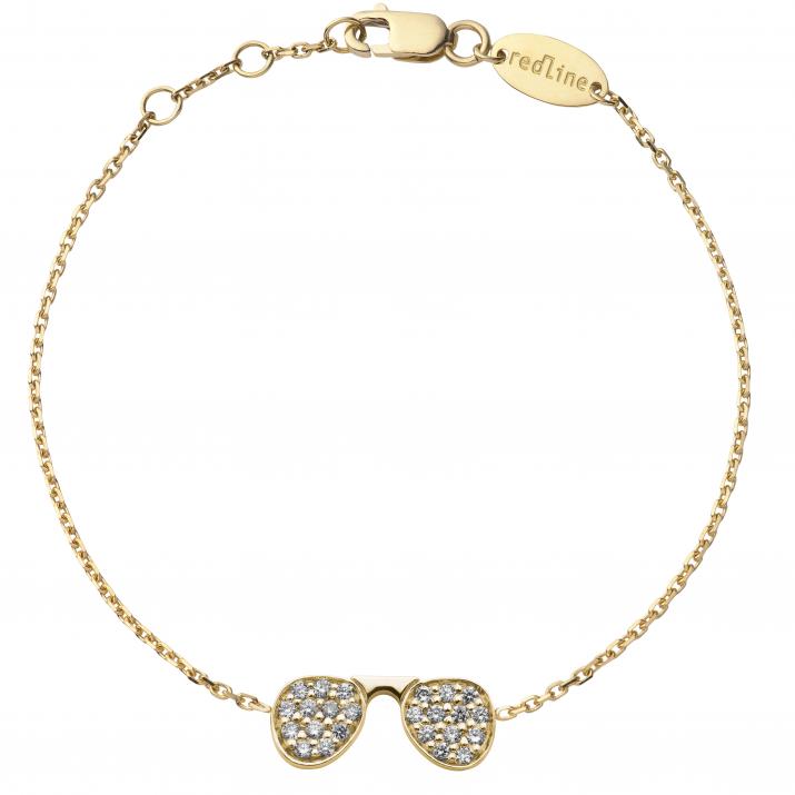 Chain Bracelet For Women with 0.12ct Round Diamond in Yellow Gold Pavé Setting - Redline