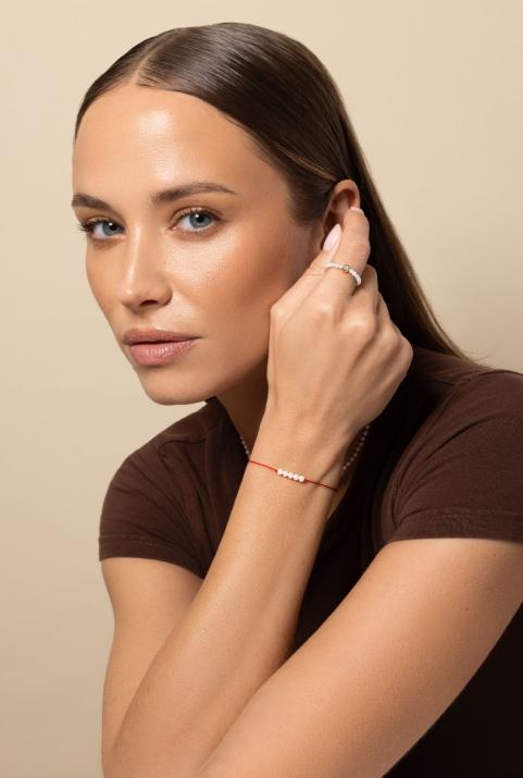 Pulsera en hilo con 5 perlas cultivadas en oro negro - Redline - 0++